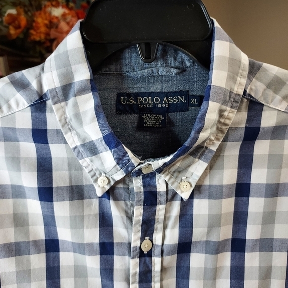 U.S.Polo XL Blue and grey plaid L/S Dress shirt - Picture 8 of 14